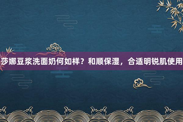 莎娜豆浆洗面奶何如样？和顺保湿，合适明锐肌使用